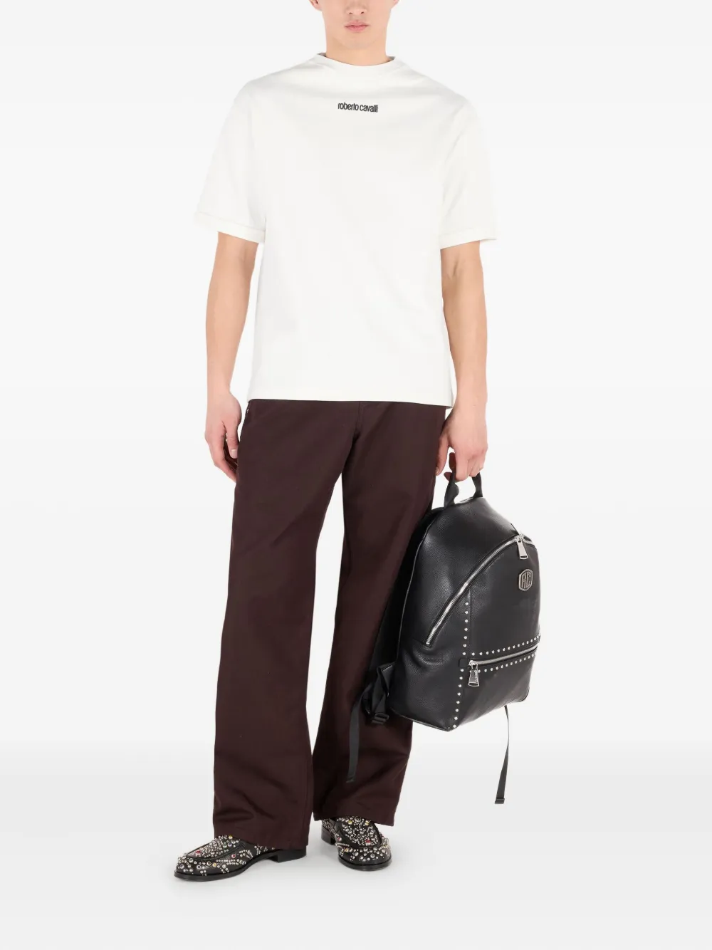 Roberto Cavalli T-shirt met logodetail Wit