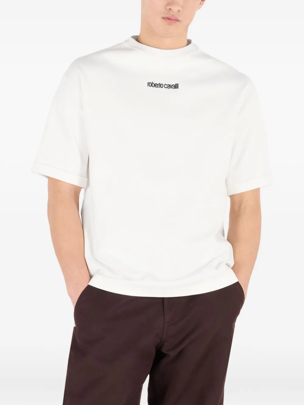 Roberto Cavalli T-shirt met logodetail Wit