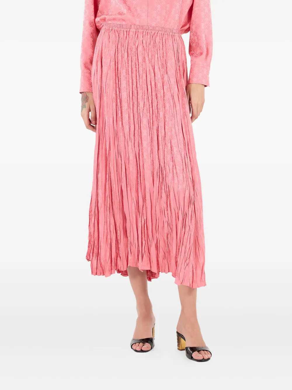 Roberto Cavalli Pleated Midi Skirt In Pink