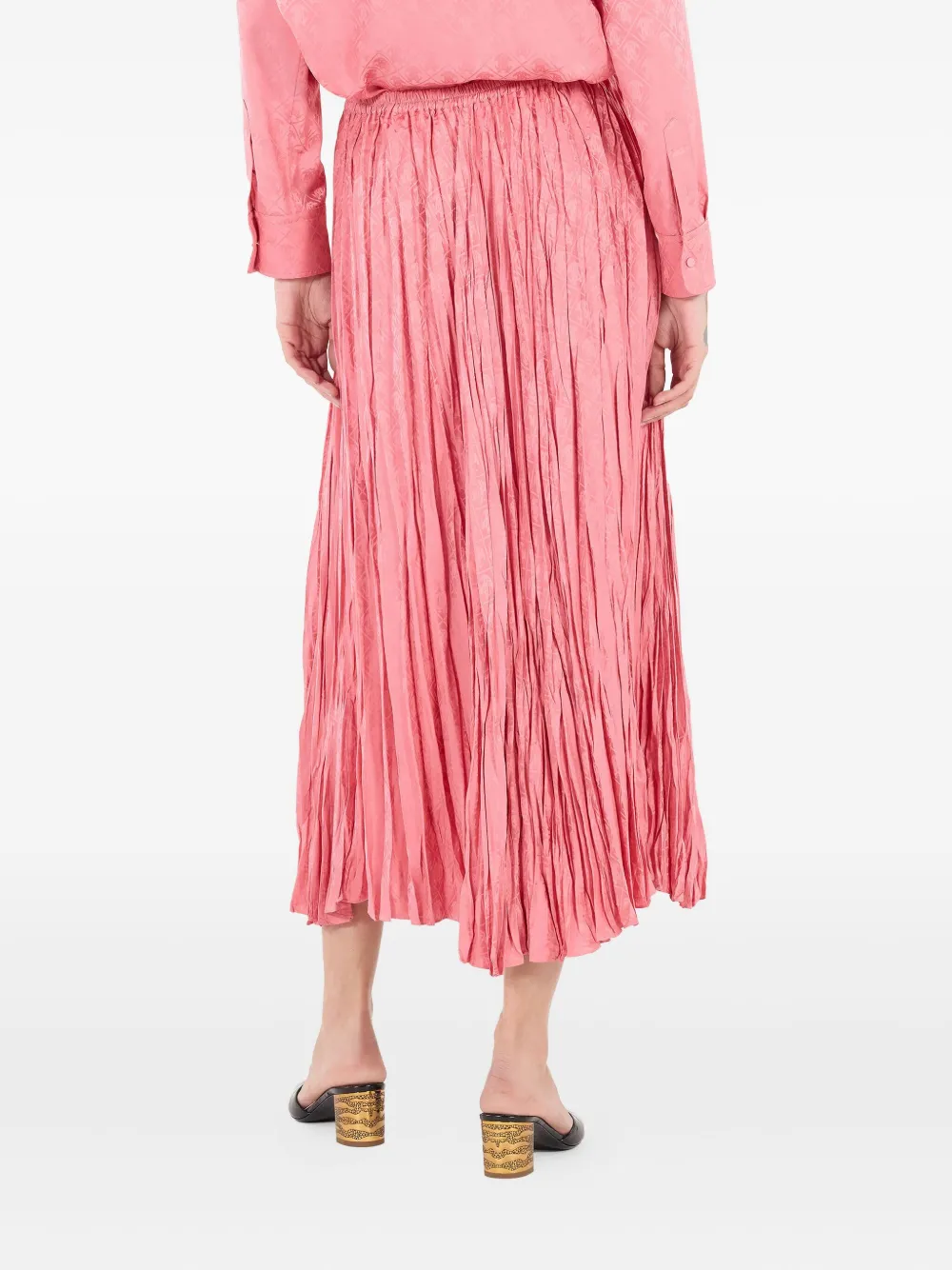 Roberto Cavalli Pleated Midi Skirt In Pink