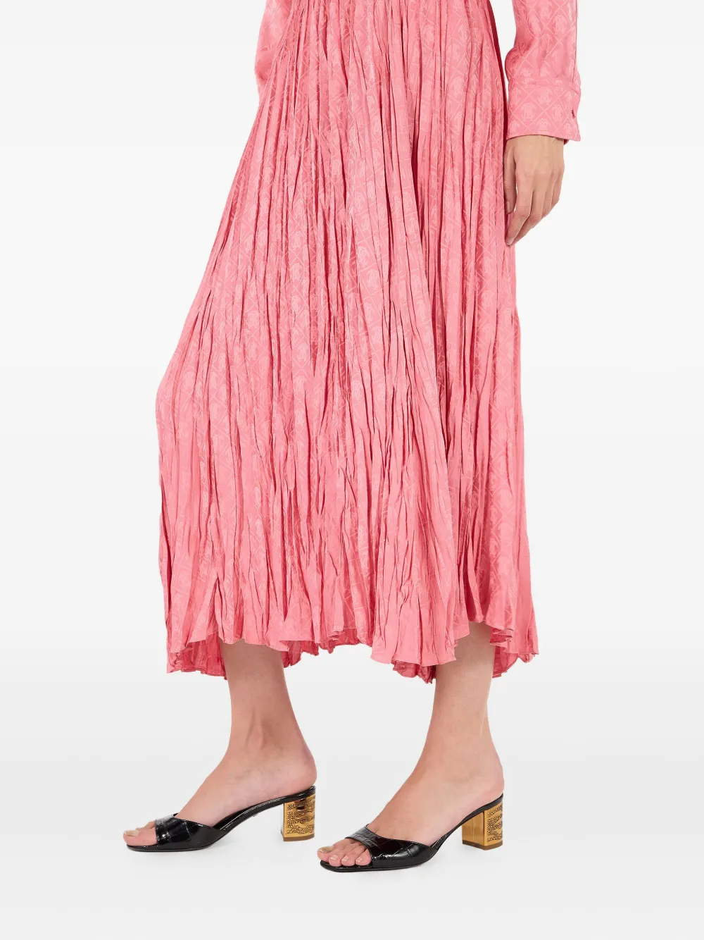 Roberto Cavalli Pleated Midi Skirt In Pink