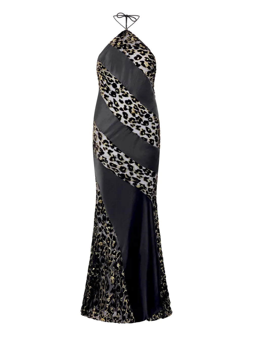 Roberto Cavalli Jurk met dierenprint en halternek Z0309 black gold
