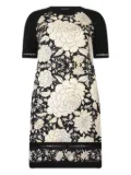 Roberto Cavalli floral-print raglan-sleeve mini dress - Black