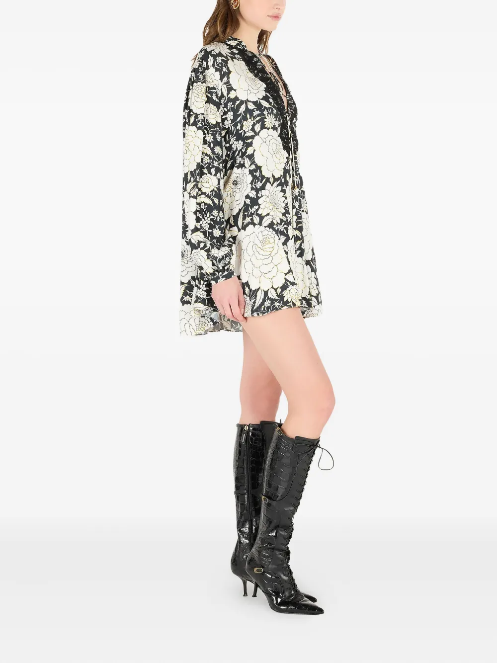Roberto Cavalli Mini-jurk met bloemenprint Beige