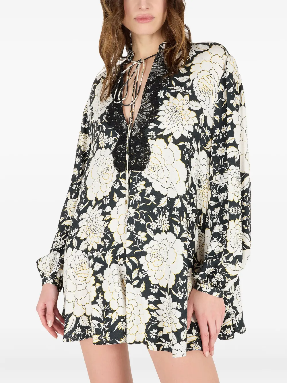 Roberto Cavalli Mini-jurk met bloemenprint Beige