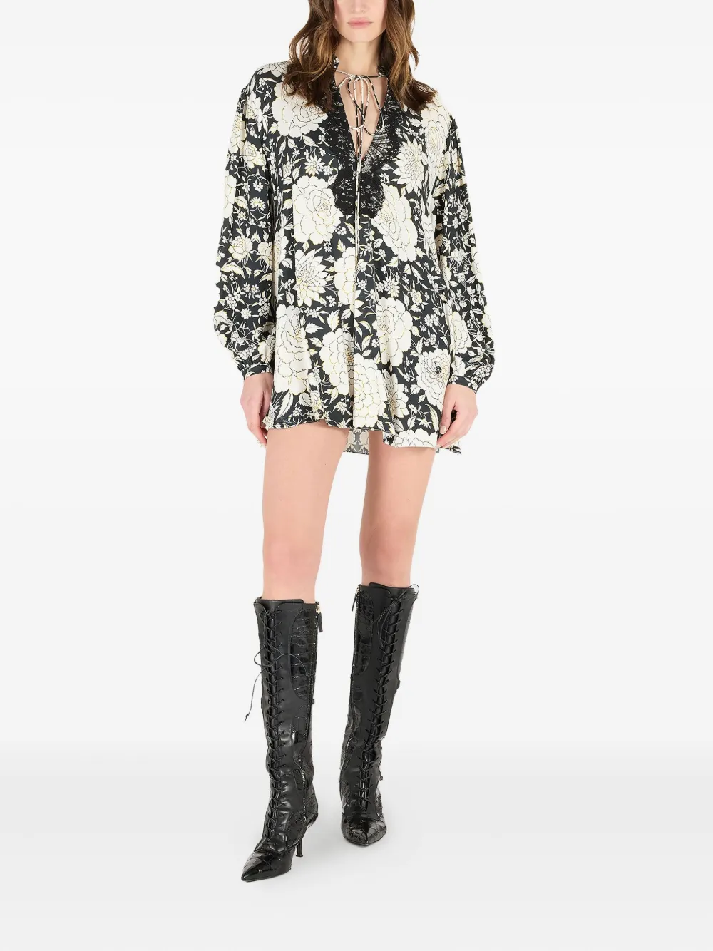 Roberto Cavalli Mini-jurk met bloemenprint Beige