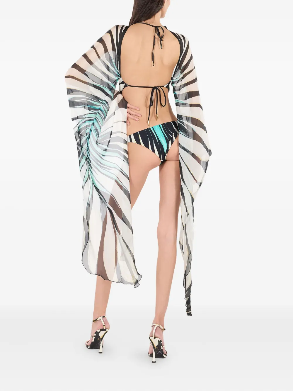 Roberto Cavalli Doorzichtige tuniek met Ray Of Sea print Blauw