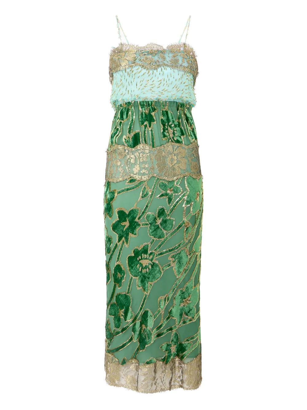 Roberto Cavalli Midi-jurk met bloemenkant Groen