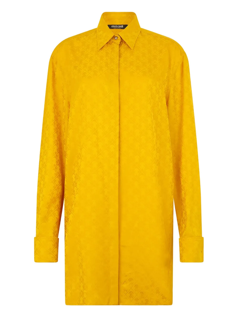 Roberto Cavalli Monogram Snake-embossed Shirt In Yellow