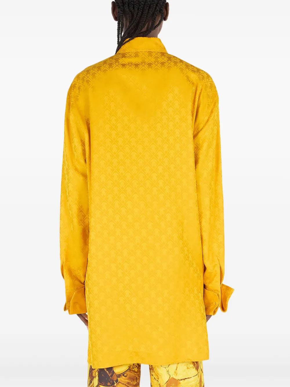 Roberto Cavalli Shirt With Mirror Snake Monogram In Yellow