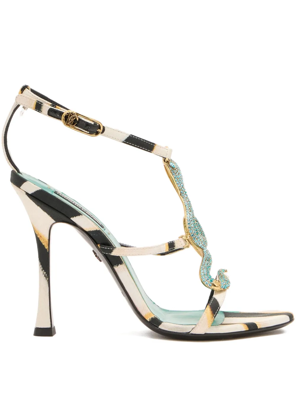 Roberto Cavalli Ray Of Sea Strappy Heeled Sandals In Blue
