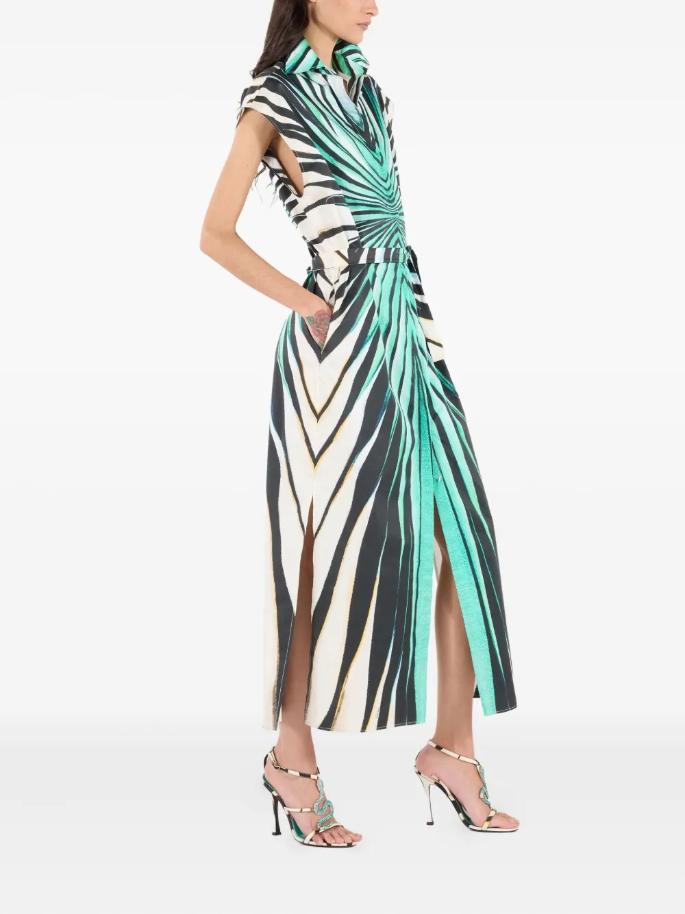 Roberto Cavalli Midi-jurk met print Blauw