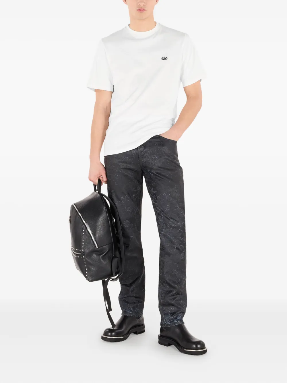 Roberto Cavalli T-shirt met geborduurd logo Wit