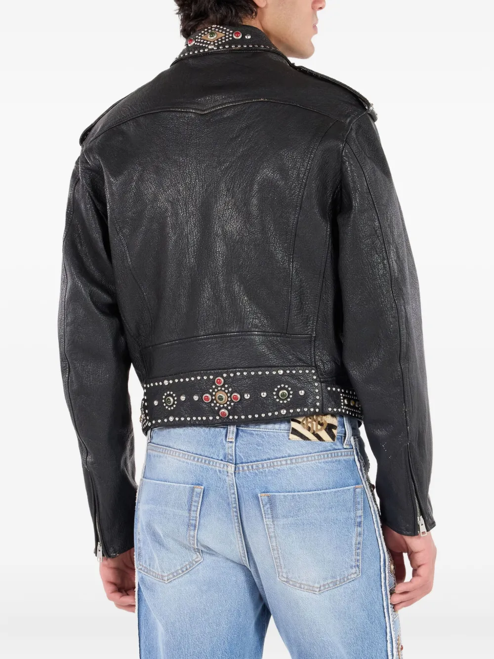 Roberto Cavalli Bikerjack verfraaid met studs Zwart