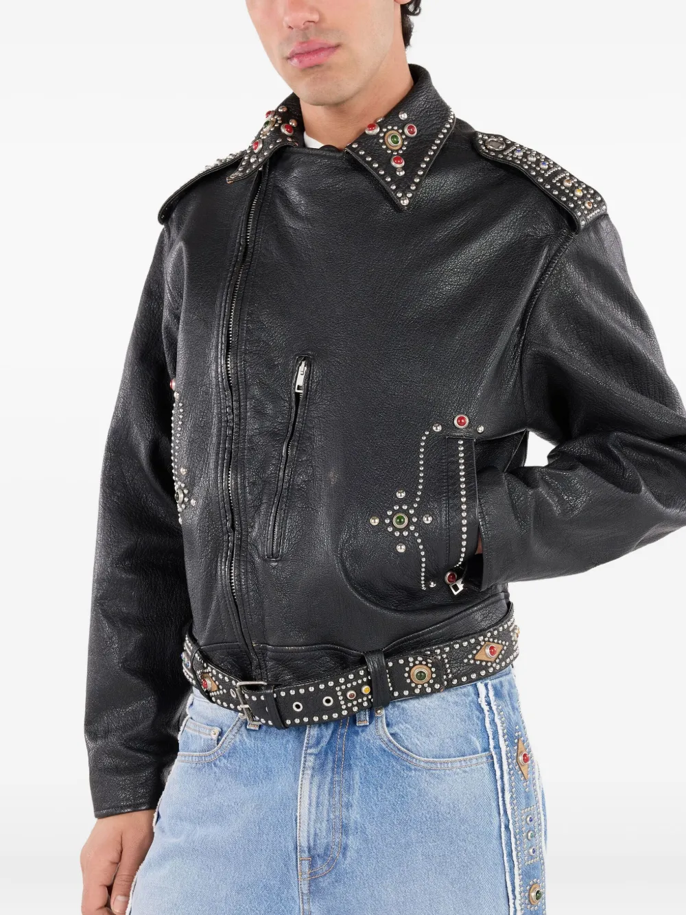 Roberto Cavalli Bikerjack verfraaid met studs Zwart