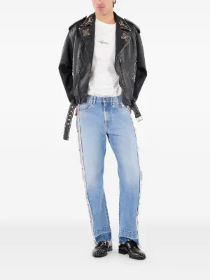 roberto cavalli レザーブルゾン シングル パンチング 黒 Roberto Cavalli Leather Jackets for Men - Shop Now on FARFETCH