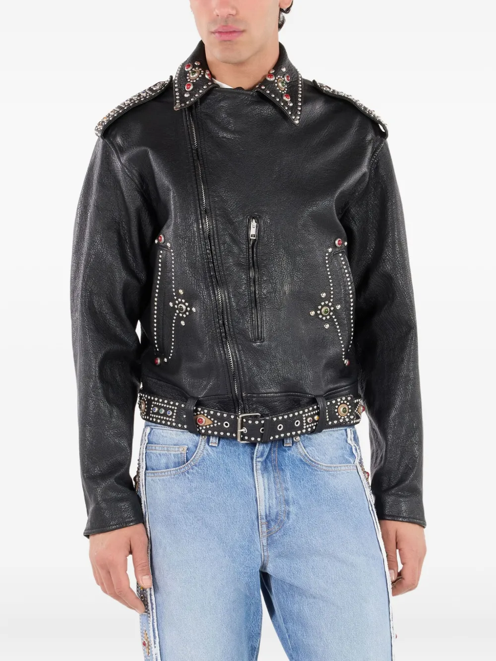 Roberto Cavalli Bikerjack verfraaid met studs Zwart