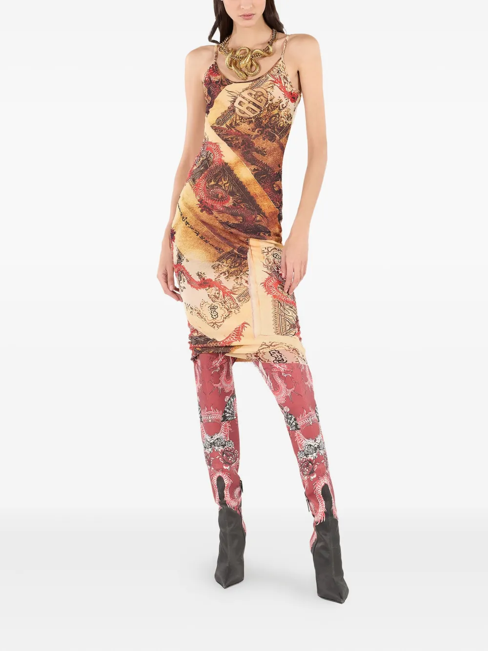 Roberto Cavalli Jurk met print Beige