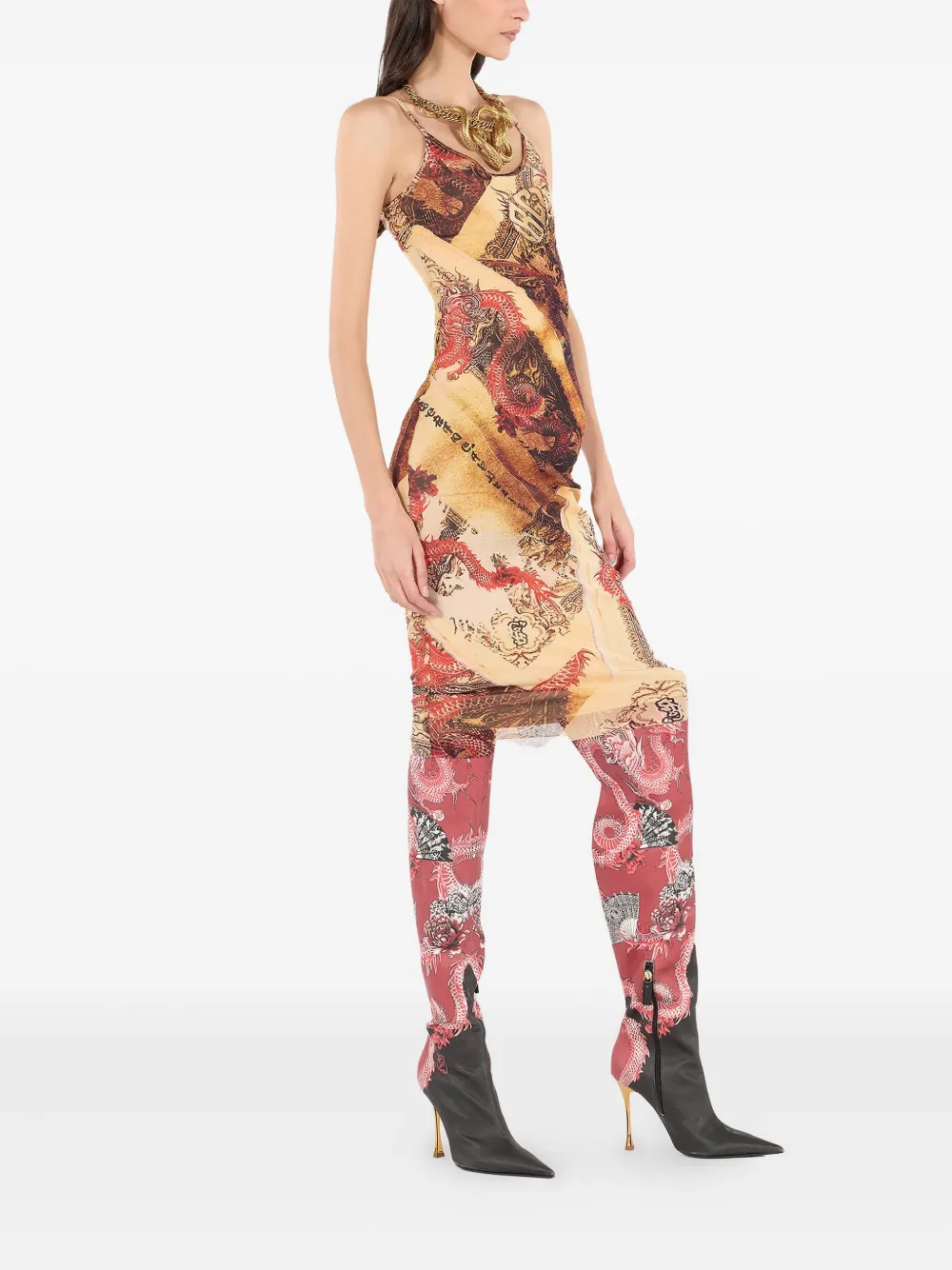 Roberto Cavalli Jurk met print Beige