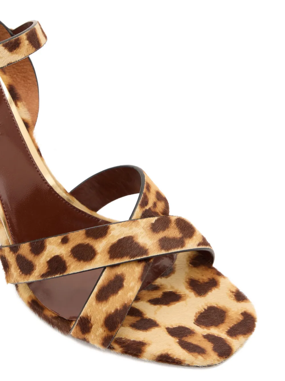 Roberto Cavalli Sandalen met kruisbandjes en luipaardprint Bruin