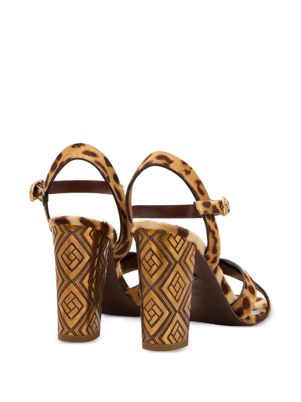 Roberto Cavalli Sandalen met kruisbandjes en luipaardprint Bruin