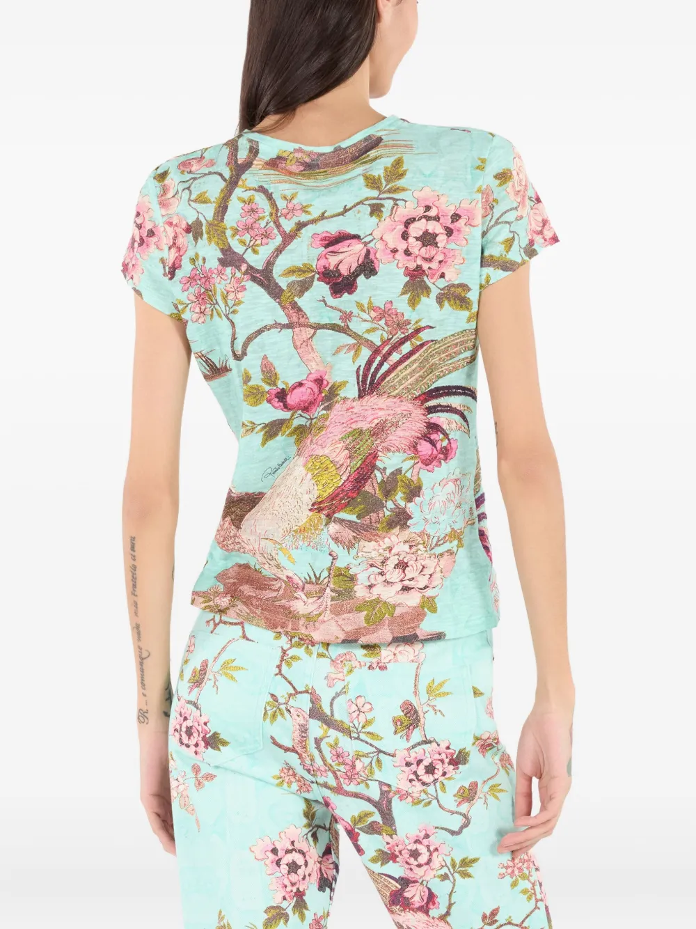 Roberto Cavalli T-shirt With Naturalistic Print In Multi