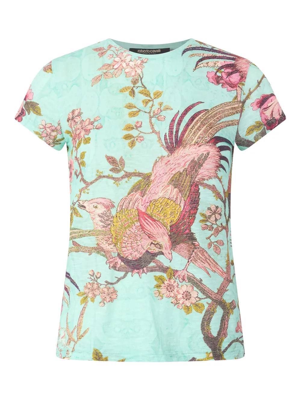 Roberto Cavalli T-shirt With Naturalistic Print In Multi