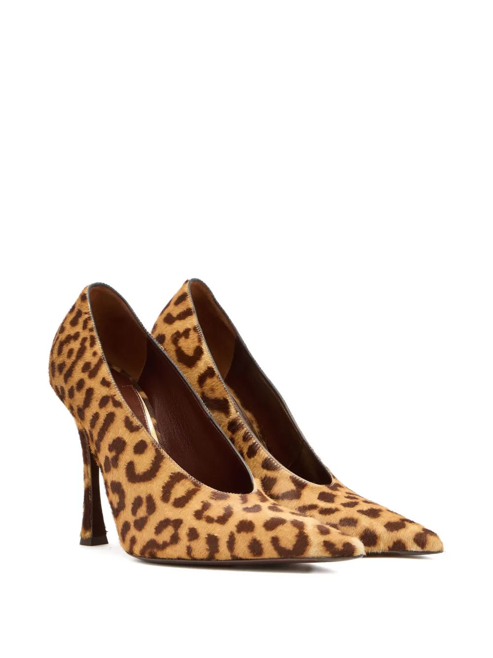 Roberto Cavalli Leopard-print Pointed-toe Pumps In Brown
