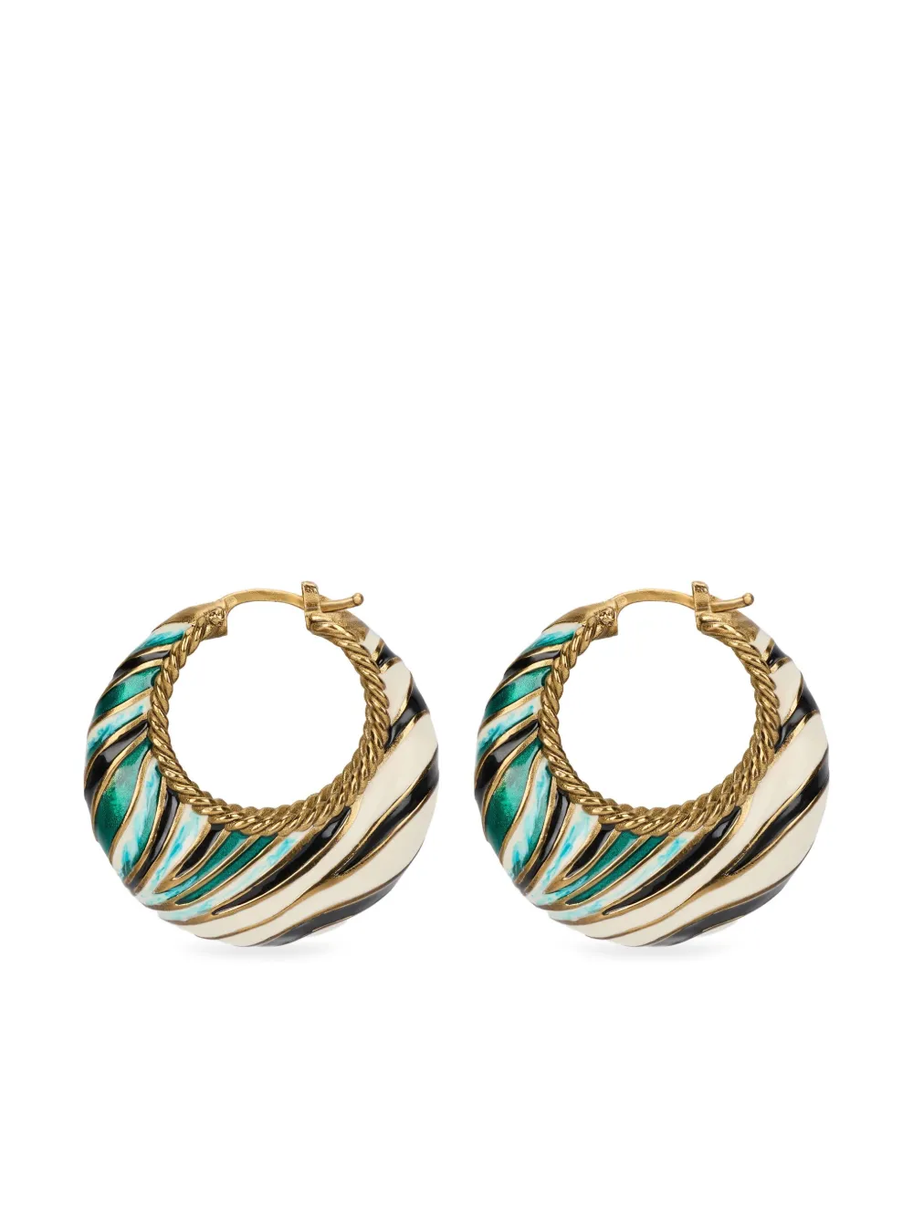 Roberto Cavalli Embossed-logo Hoop Earrings In Blue