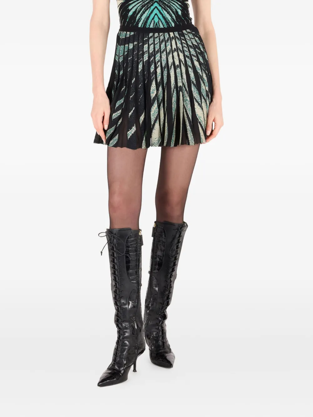 Roberto Cavalli Pleated Mini Skirt In Multi