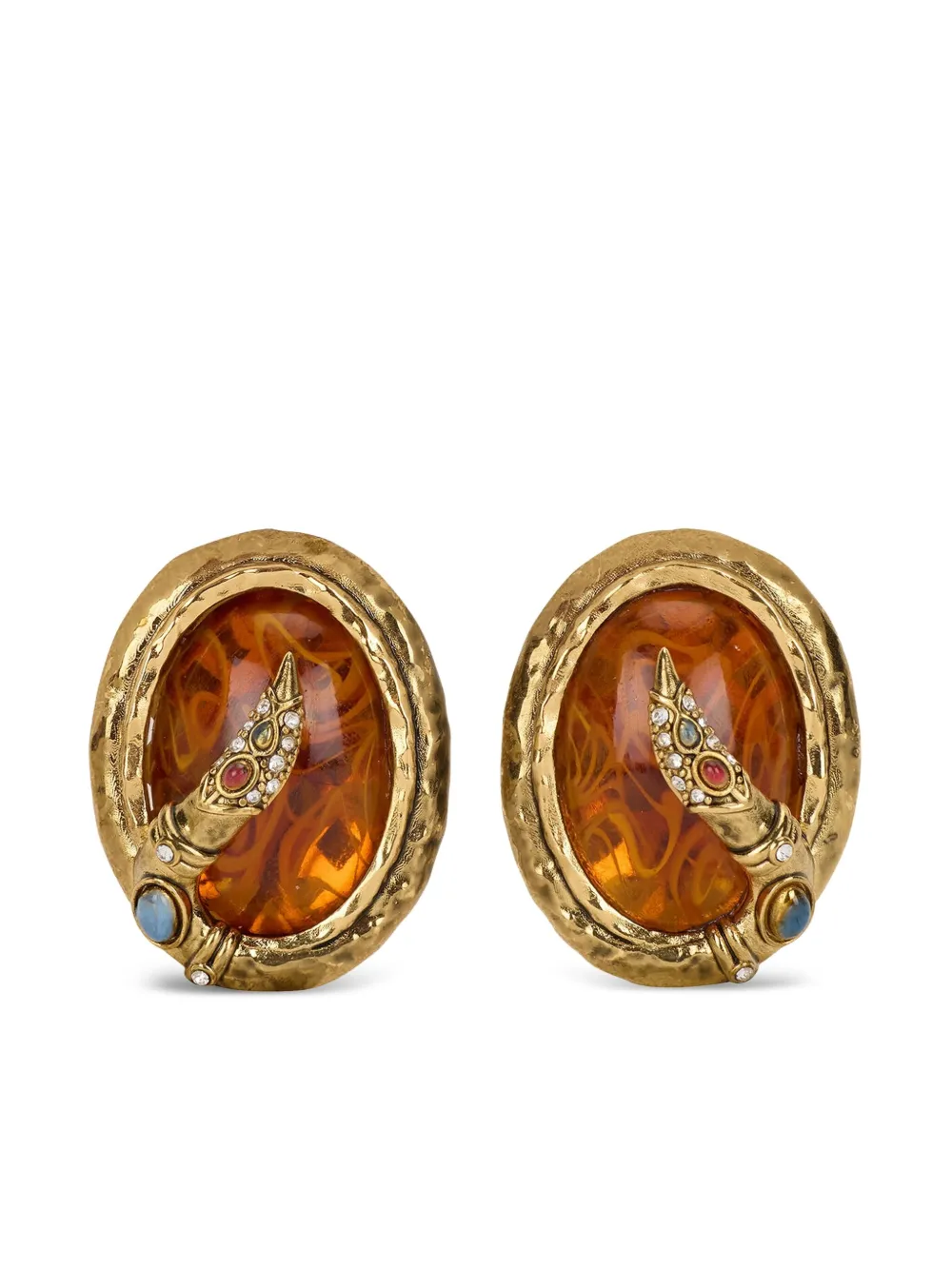 Roberto Cavalli Amber oorbellen verfraaid met slang - Goud