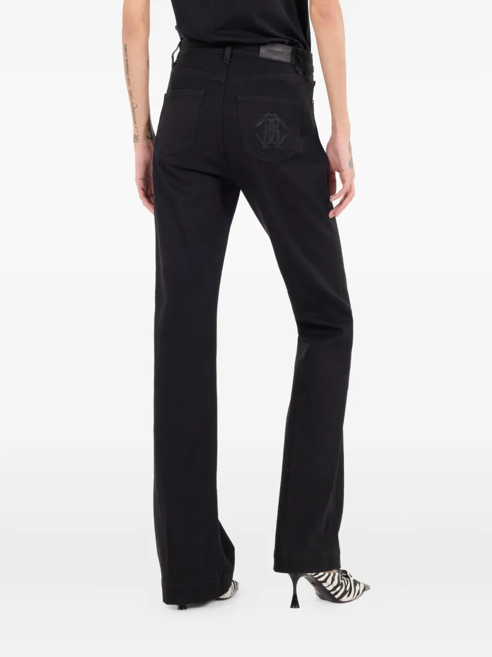 Roberto Cavalli Jeans met monogram Zwart