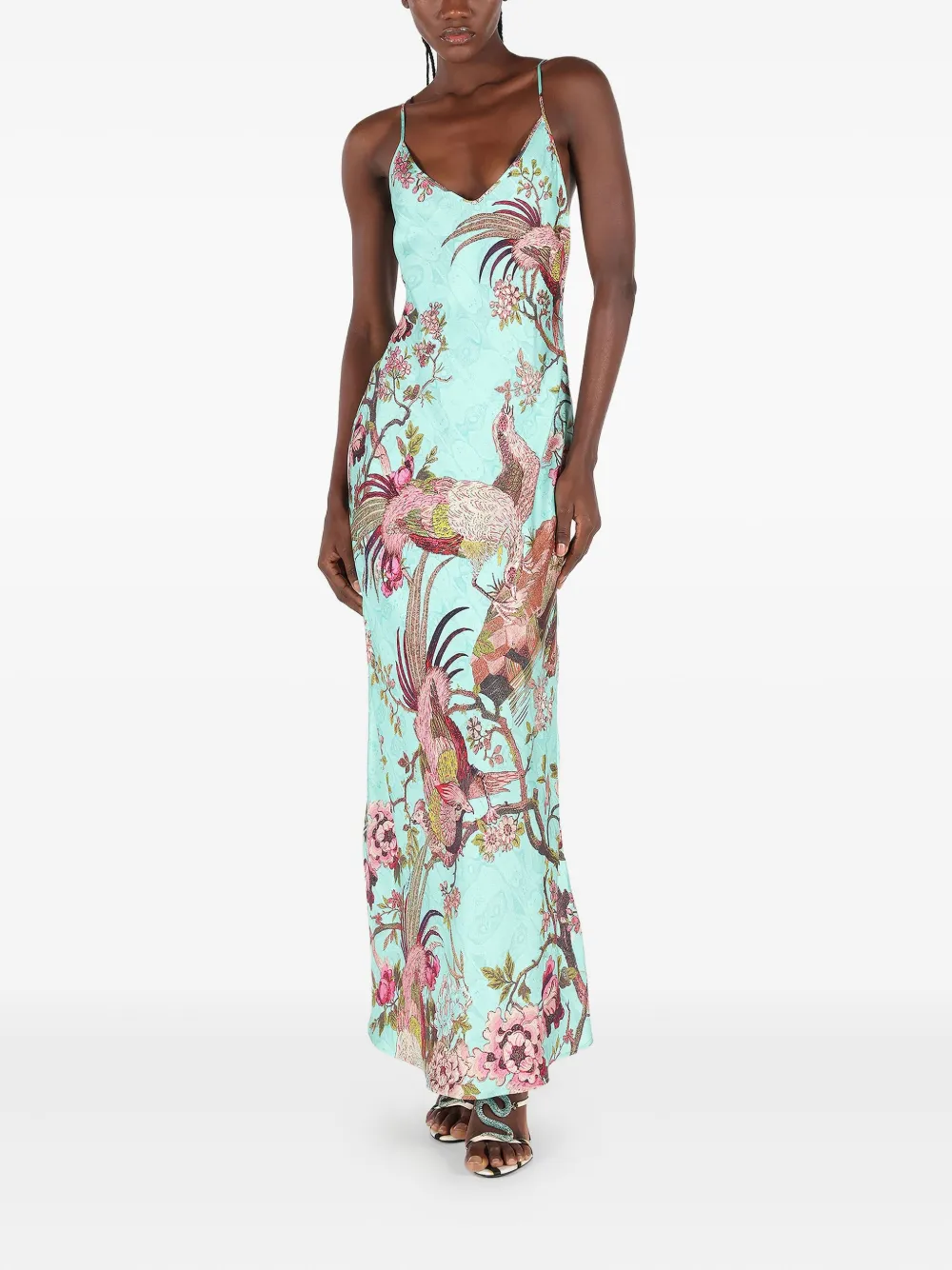 Roberto Cavalli Jurk met bloemenprint - Blauw