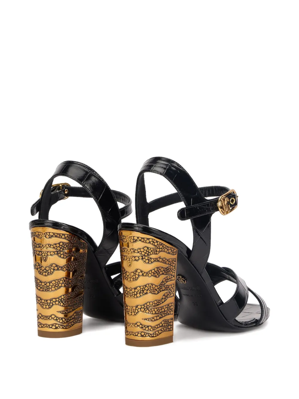 Roberto Cavalli crocodile-effect cross-strap sandals Black