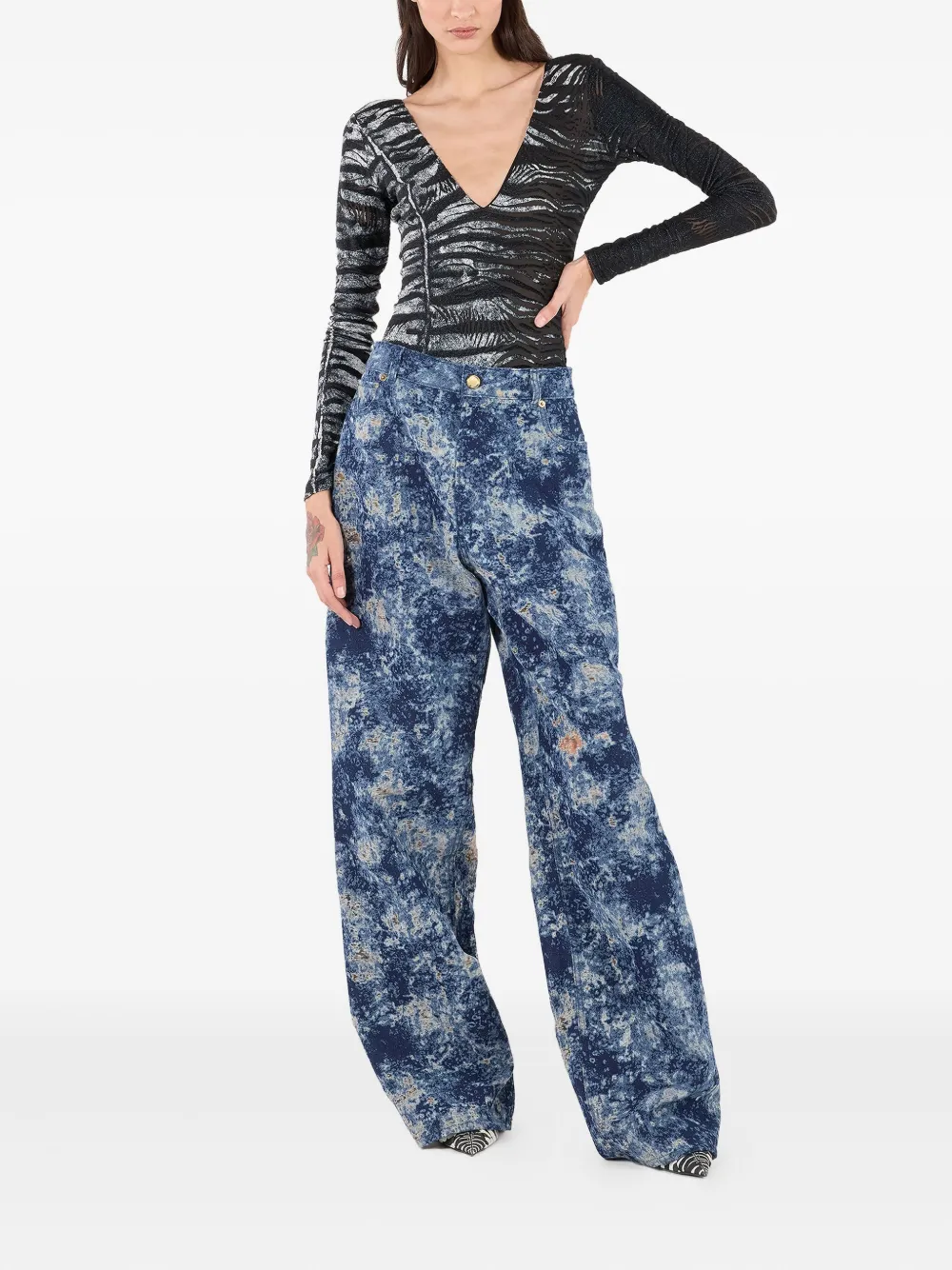 Roberto Cavalli Ruimvallende jeans Blauw