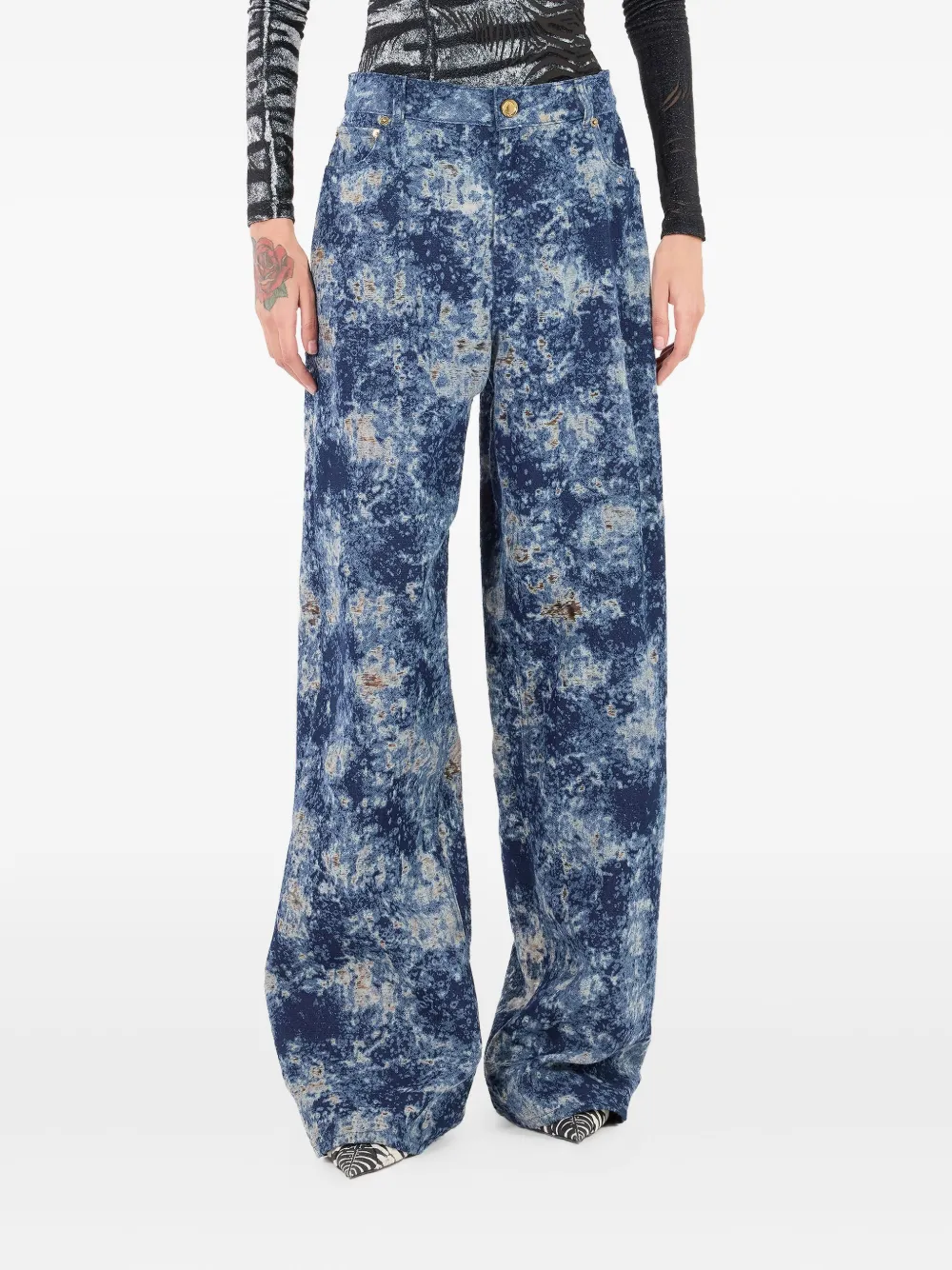 Roberto Cavalli Ruimvallende jeans Blauw