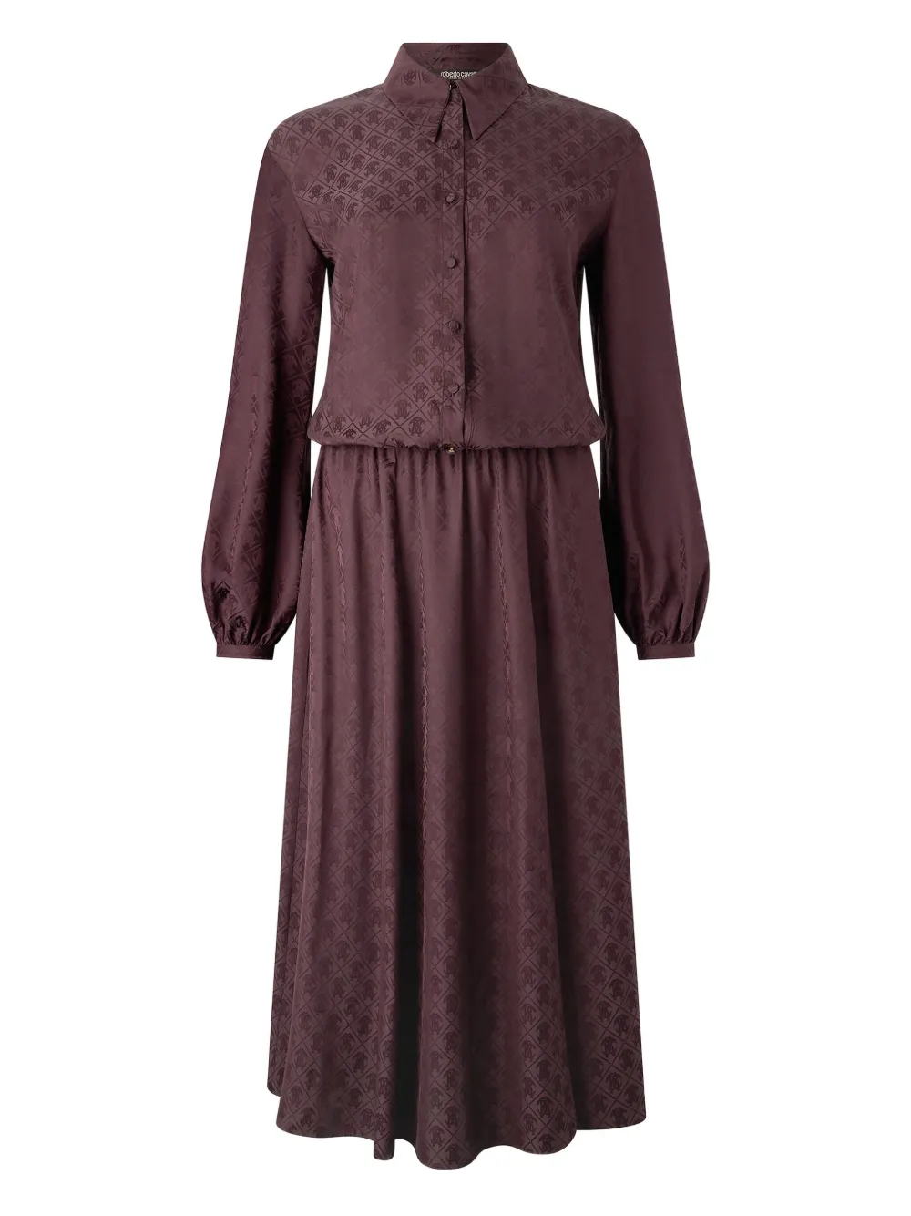 Roberto Cavalli Silk Shirt Dress In Purple
