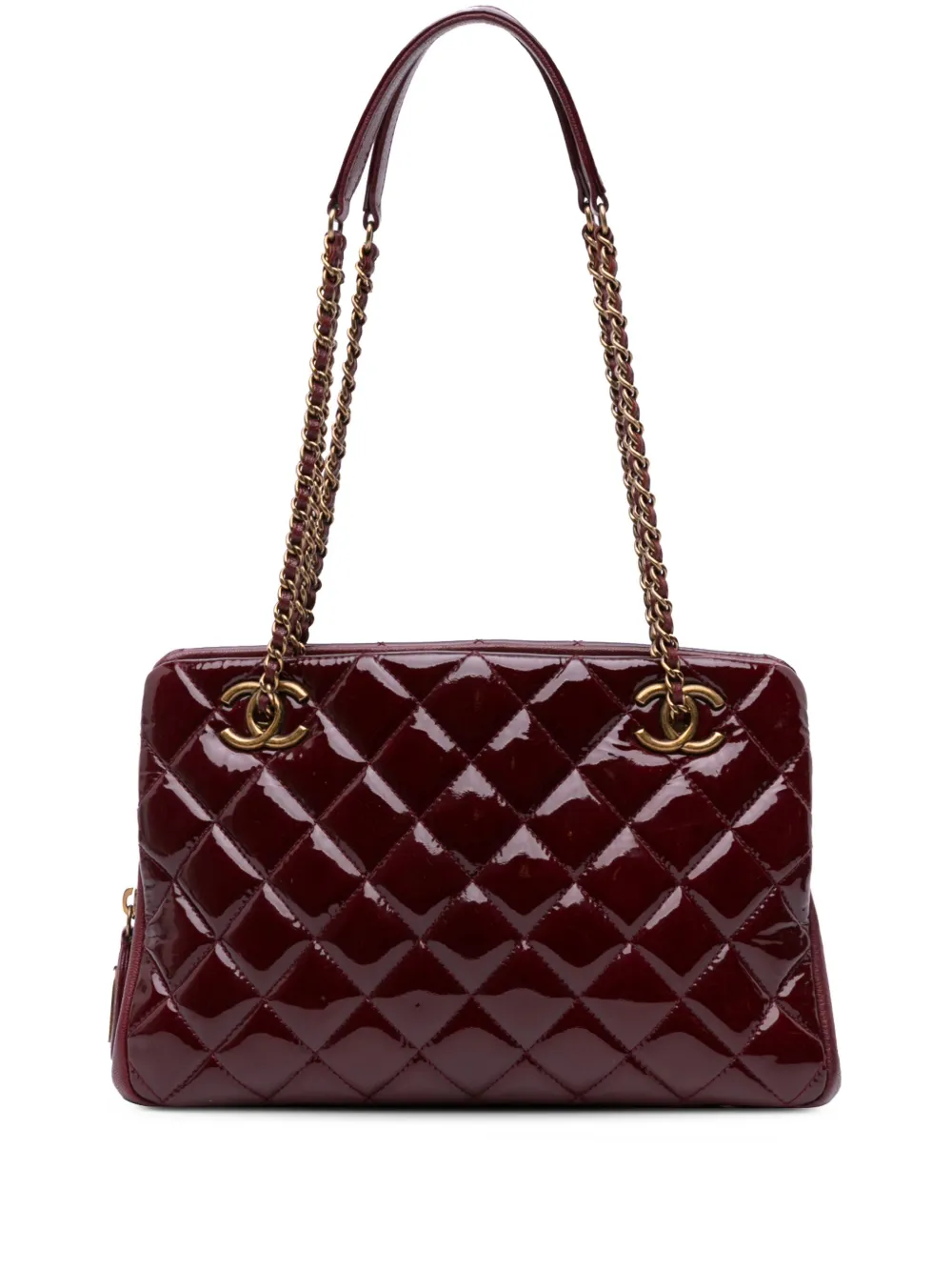 CHANEL Pre-Owned 2015-2016 Paris Salzburg Small Patent and Goatskin CC Eyelet tote bag | Red | Image 1