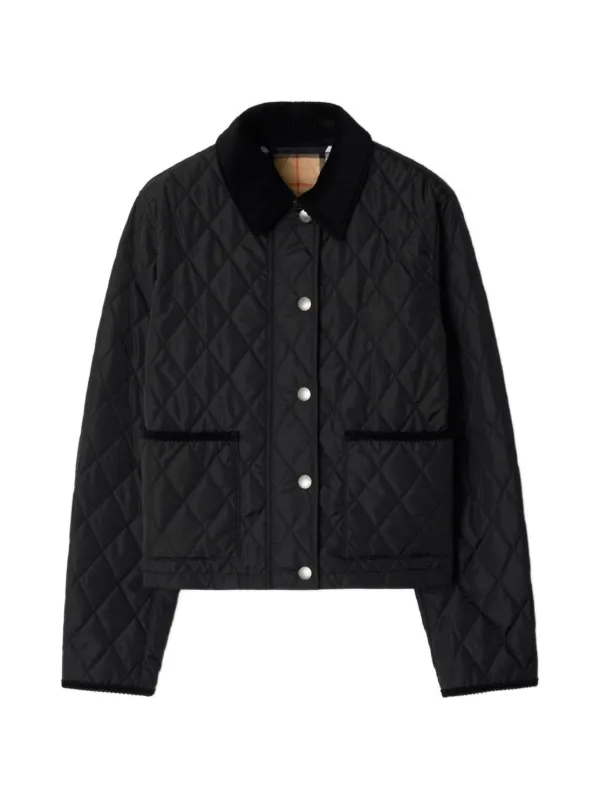 Burberry Cropped Quilted Nylon Jacket in Black