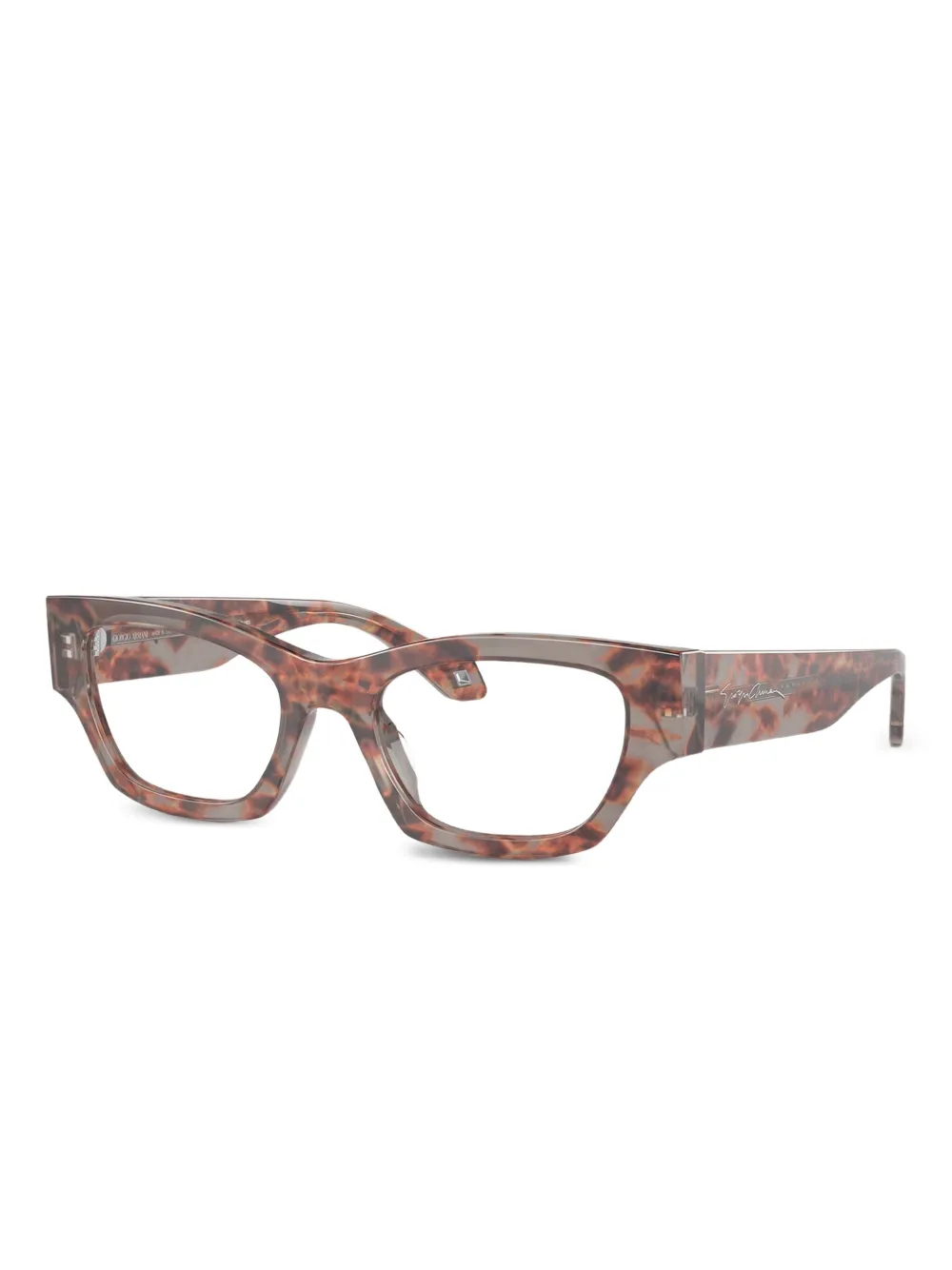  Giorgio Armani Tortoiseshell Geometric-frame Glasses - Brown 