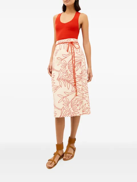 Marie Oliver falda midi Sandra con estampado de hoja