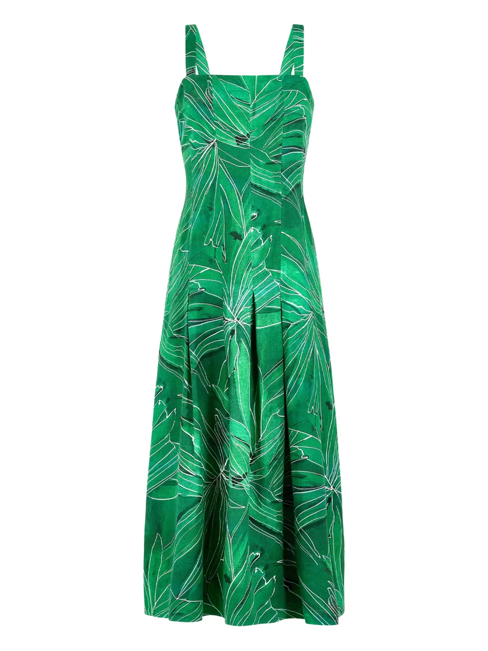 Marie Oliver Dixon Leaf-print Midi Dress In Green