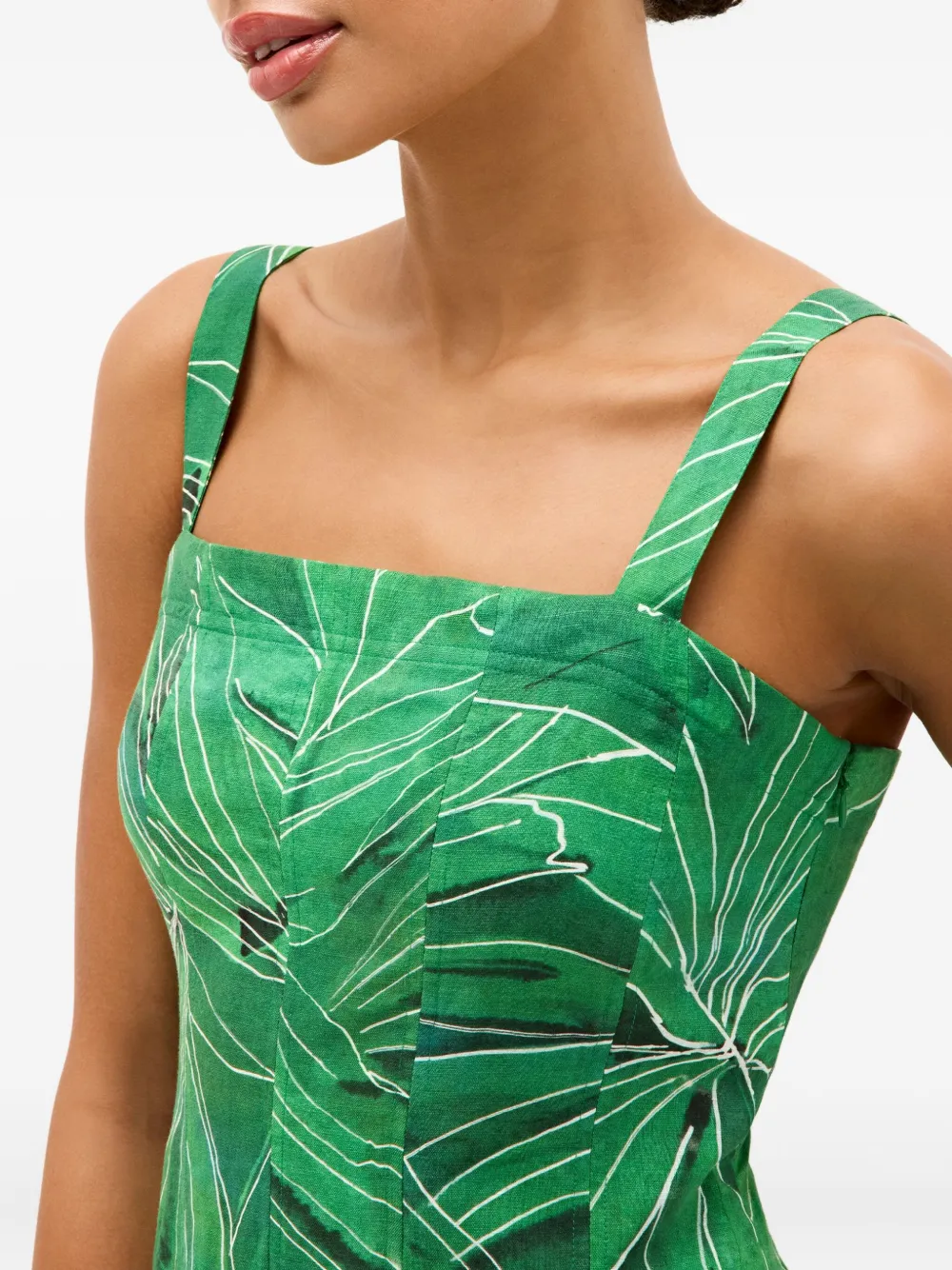 Marie Oliver Dixon midi-jurk met bladerprint Groen