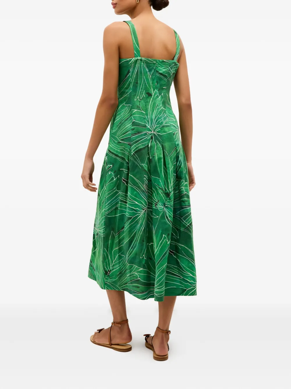 Marie Oliver Dixon midi-jurk met bladerprint - Groen