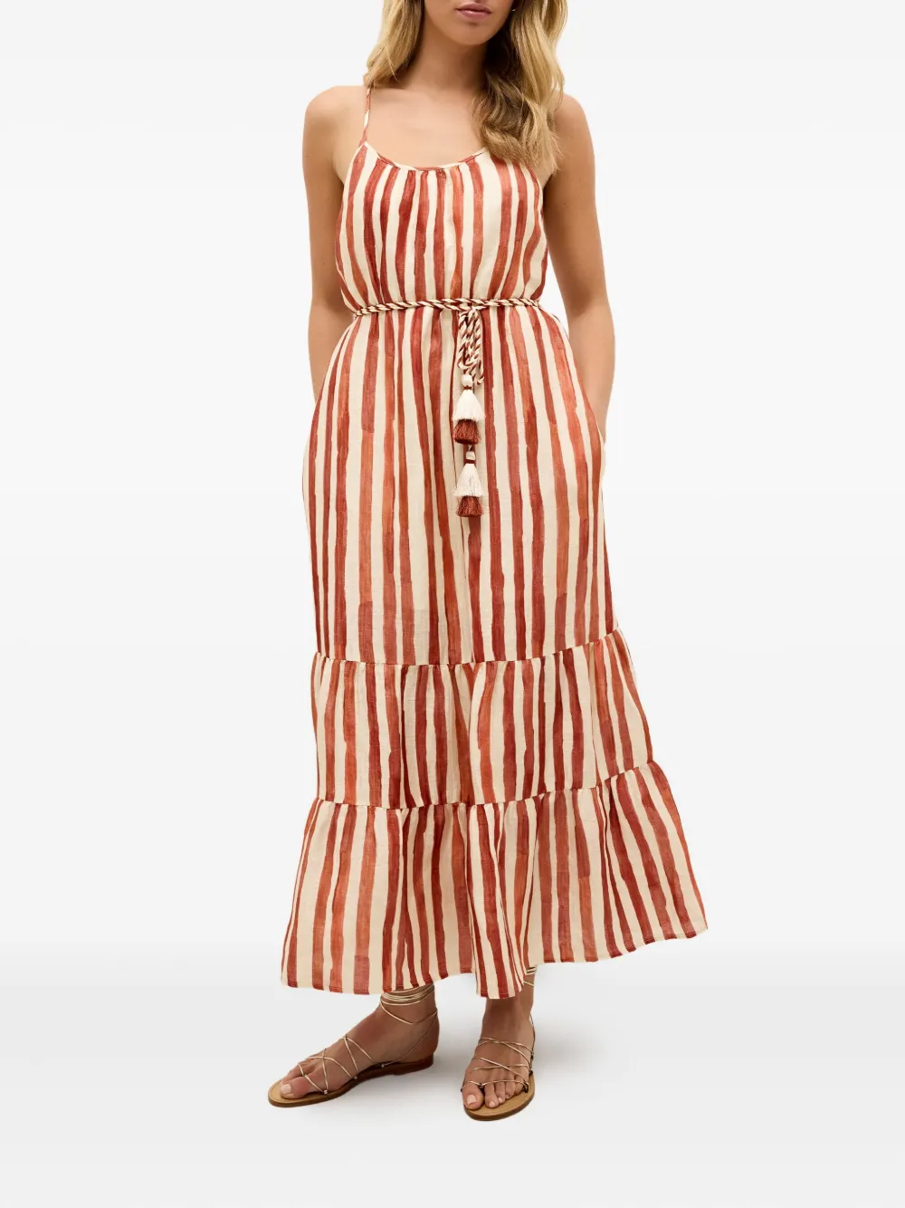 Marie Oliver Kinley gestreepte maxi-jurk - Oranje