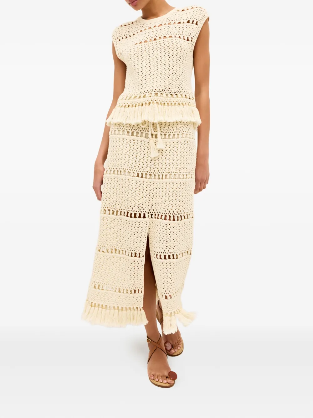 Marie Oliver Petra gehaakte midi-rok Beige