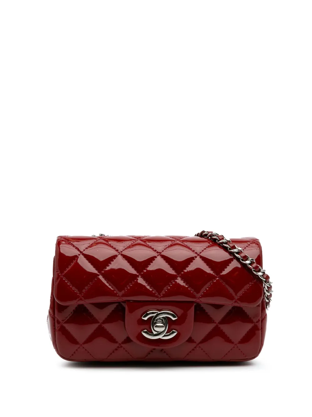 CHANEL Pre-Owned bolsa crossbody Single Flap extramini de charol rectangular 2013-2014 | rojo | Image 1