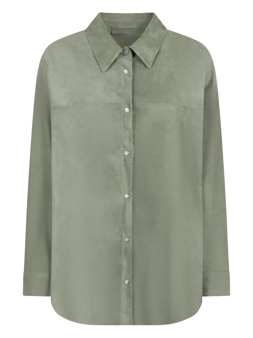 Salvatore Santoro rounded-hem suede shirt Groen