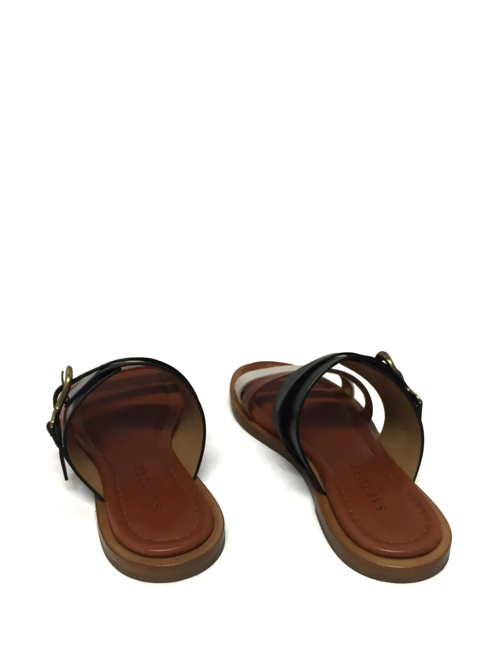 Sartore Leather Buckle Slides In Brown