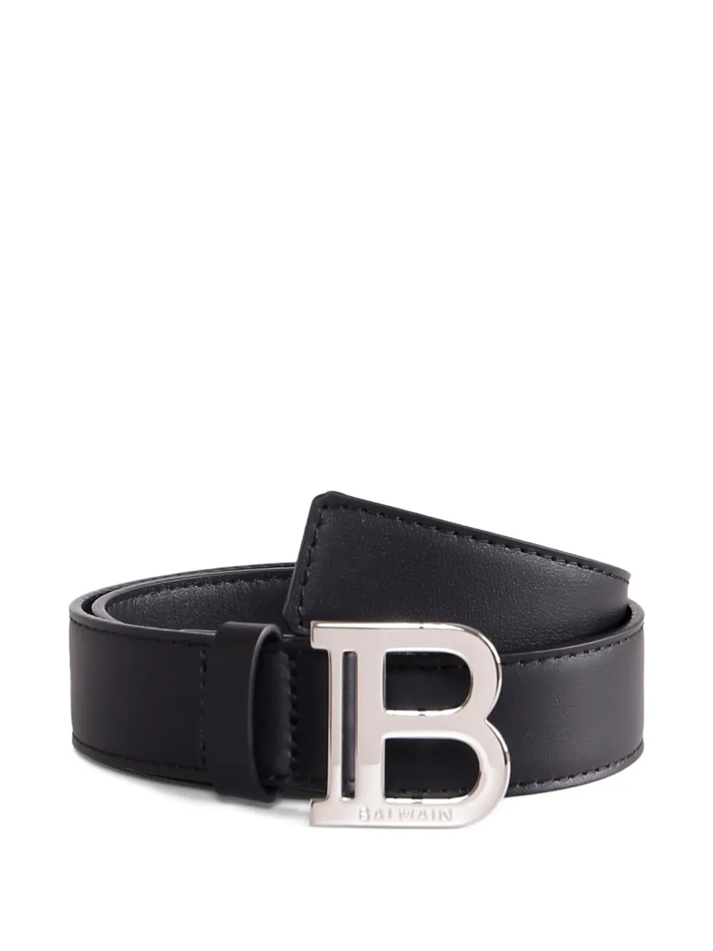 Balmain Kids logo plaque leather belt Zwart